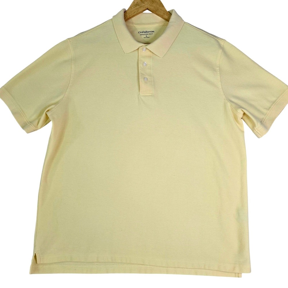 Croft & Barrow‎ Mens Size L Golf Polo Shirt Yellow Short Sleeve Pique Knit